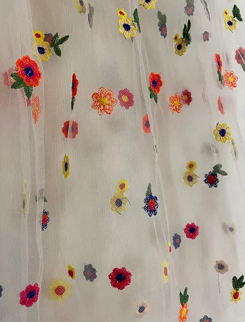 Voile de mariée en tulle fleuri mulitcolore