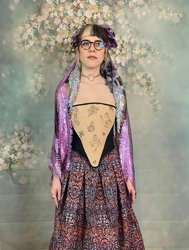 Voile de mariée en tulle à sequins roses et argentés