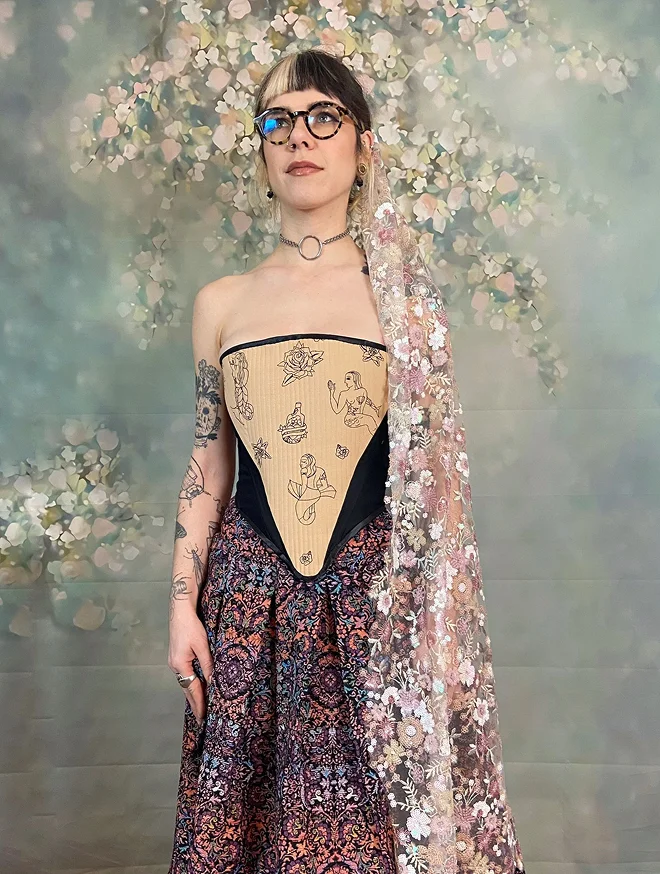 Voile de mariée en tulle à sequins coloris vieux rose