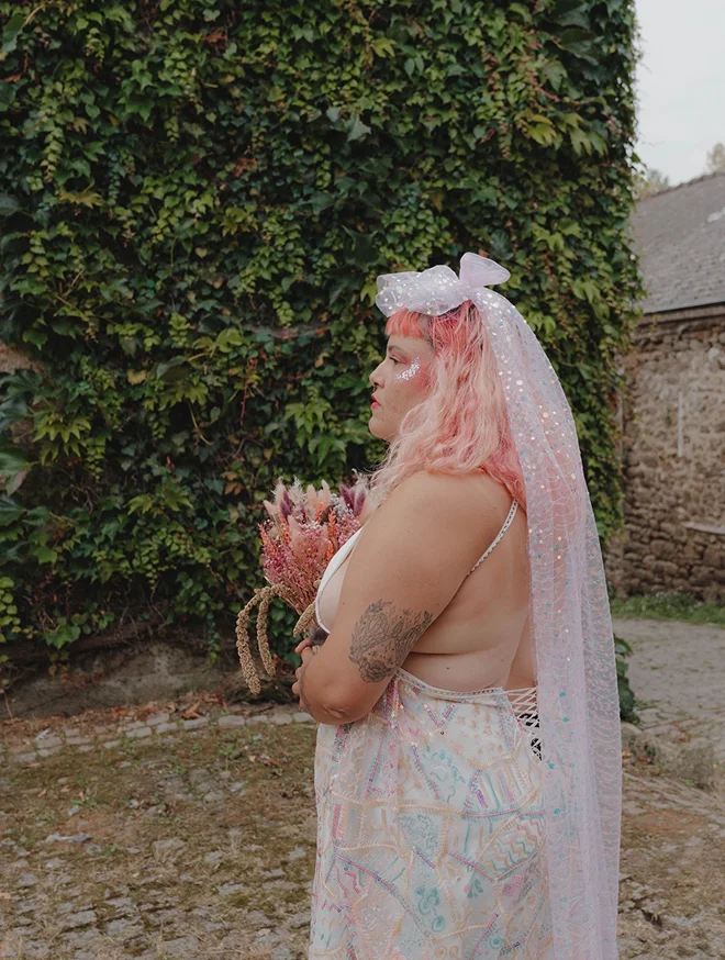 Voile de mariée en tulle à sequins